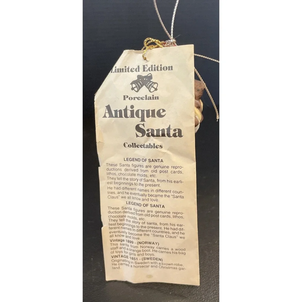 Vintage Old World Santa Figurine 1930 Canada Ceramic‎ Hanging Christmas Ornament